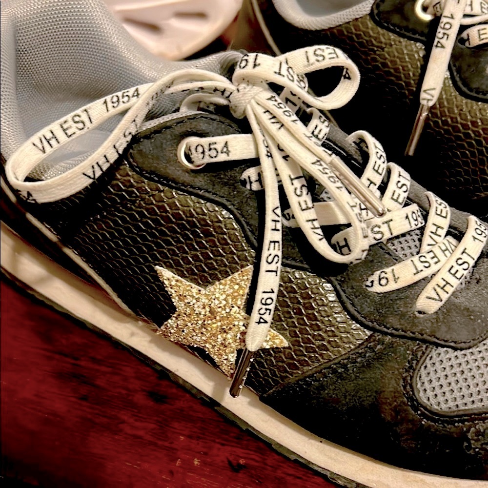 Vintage Havana Gray and Gold Star Sneakers - Picture 3 of 4